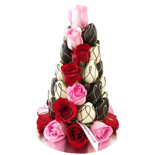 25cm Red/Pink Black & White Strawberry Tower (Small)